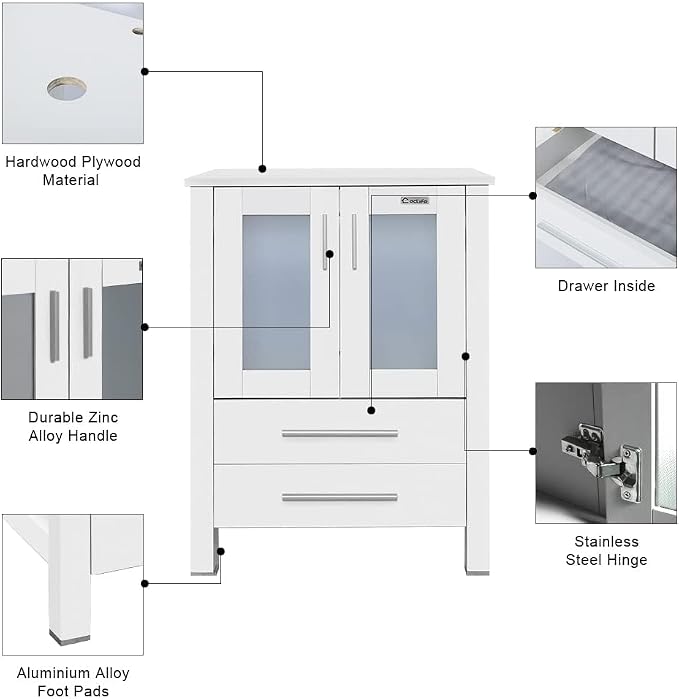 eclife 48" Modern Bathroom Vanity Sink Combo Freestanding Cabinet - Image 3
