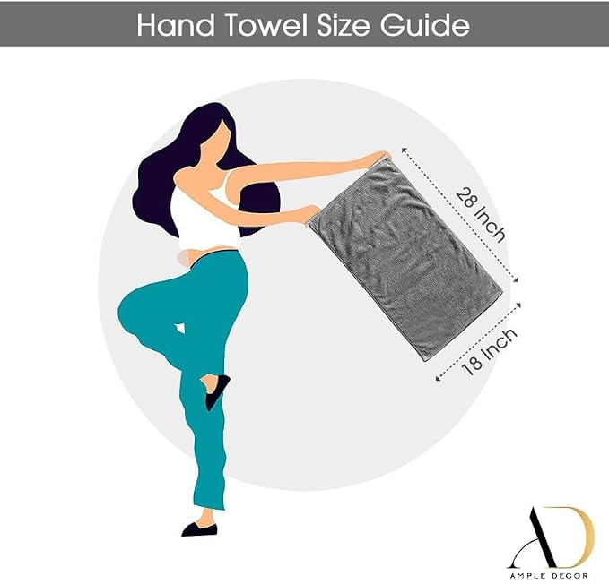 Ample Decor Hand Towel 18 X 28 Inch Pack of 6 600 GSM 100% Cotton, Soft - Image 5