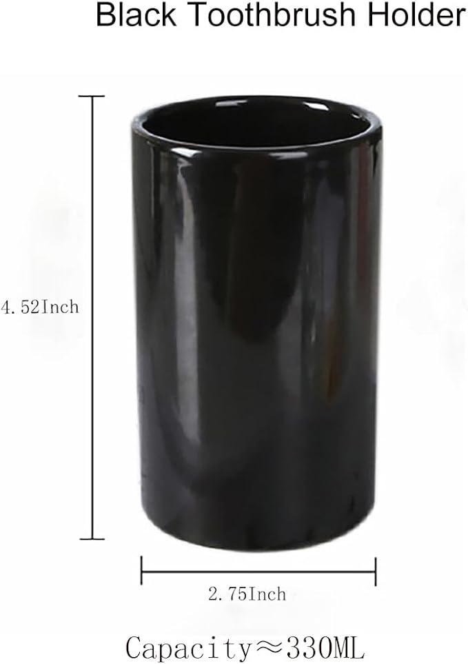 Black Ceramic Toothbrush Holder, Tumbler Cups Reusable Toothbrush Mouthwash Cup - Image 6