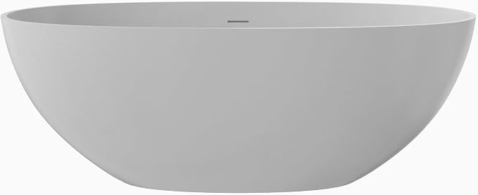 Premium 61" Solid Surface Freestanding Bathtubs, Repose-Grey Oval Stone Resin by HIGEINE