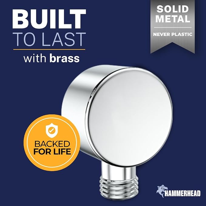 HammerHead Showers Solid Metal Drop Ell Wall Mount Elbow, 1/2" Shower Hose - Image 2