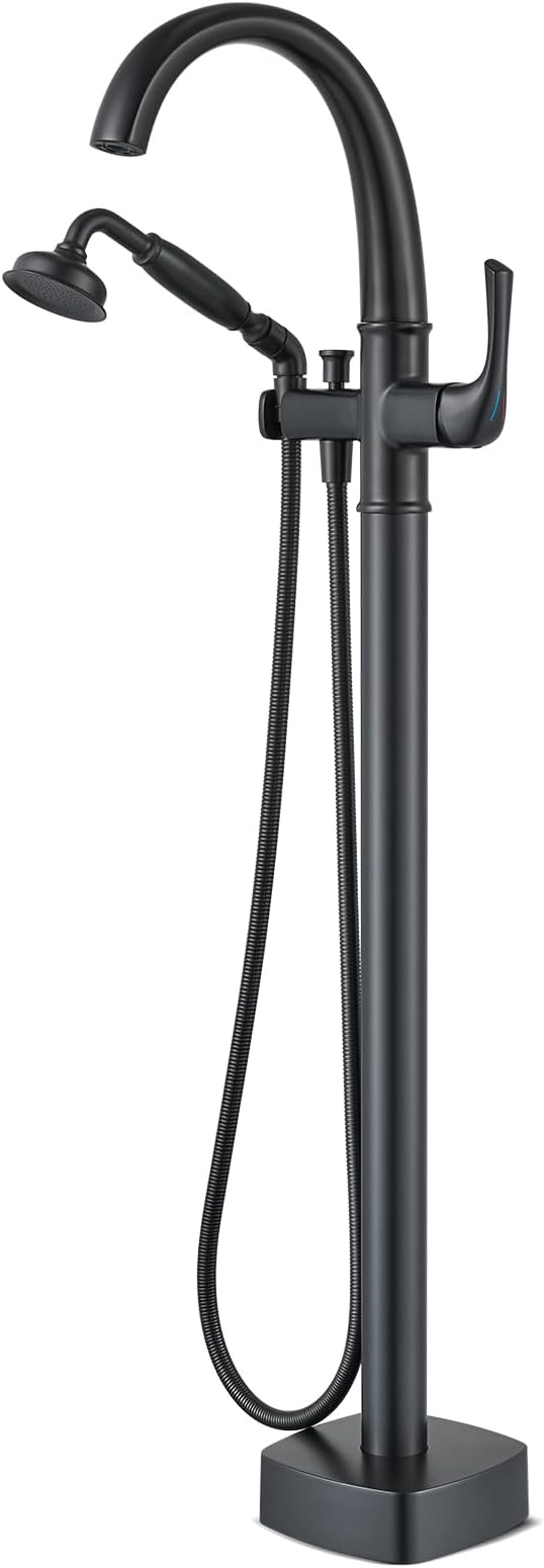 Free Standing Tub Faucet, Hanallx Luxury Matte Black Freestanding Bathtub Faucet by HanallxSanitaryWare