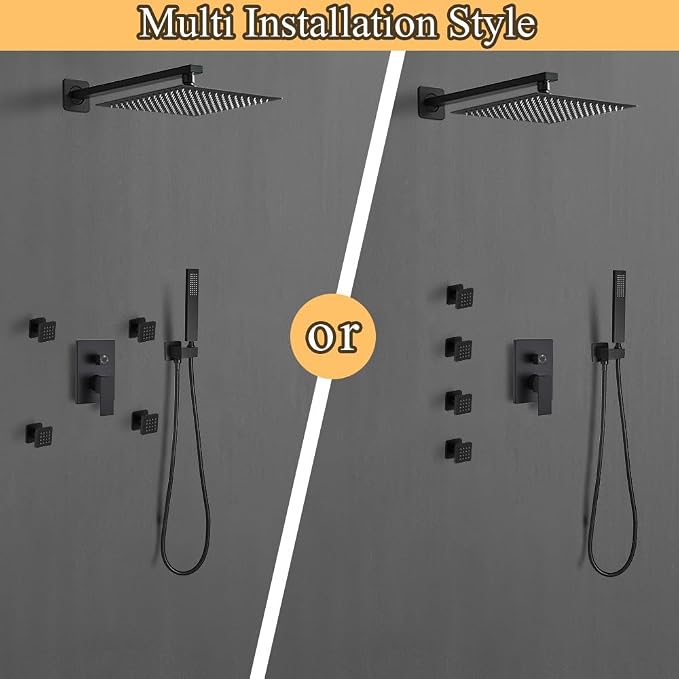 Matte Black Shower Faucet Set - Image 2