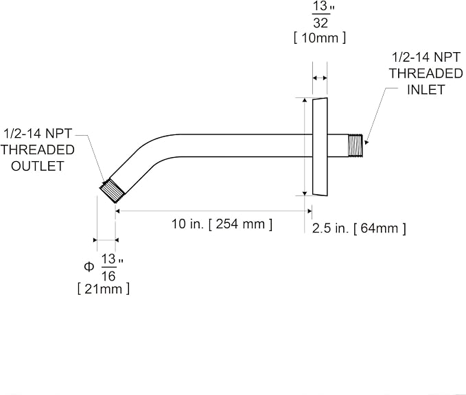 OFFO Shower Arm with Flange, 10 in Wall Mount Replacement Angle Shower Head Arm - Image 7