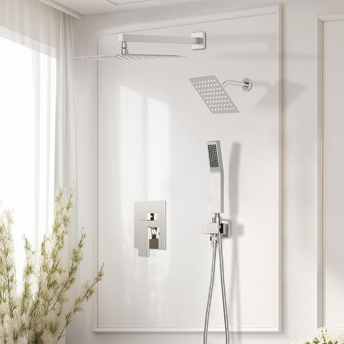 Rain Shower System Brushed Nickel, STARBATH 12+6" Dual Shower Head - Image 6