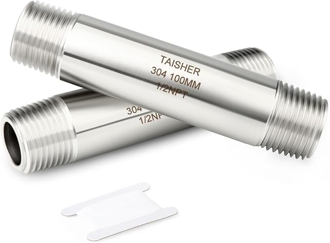 TAISHER 2PCS Stainless Steel Pipe Fittings, 1/2" NPT Male x 1/2" NPT Male by TAISHER
