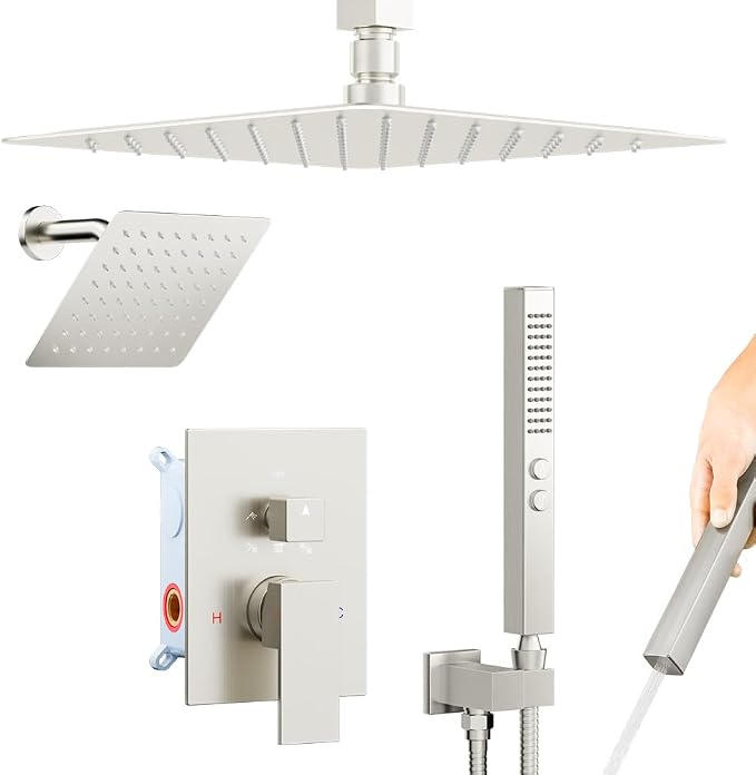Shower Faucet Set Brushed Nickel Shower System, Bostingner Five Function by Bostingner
