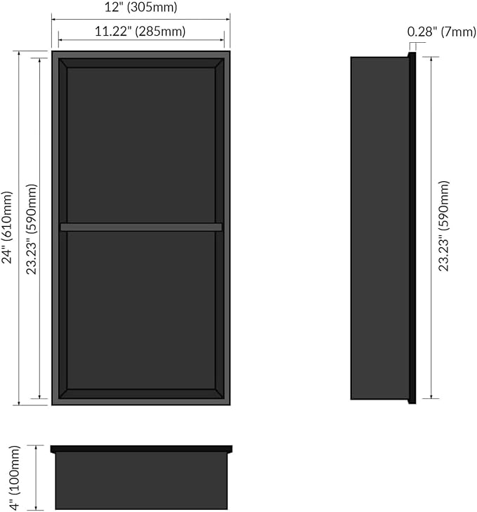 24" X 12" X 4" Stainless Steel Shower Niche Insert Tile Ready, Bathroom Wall - Image 3