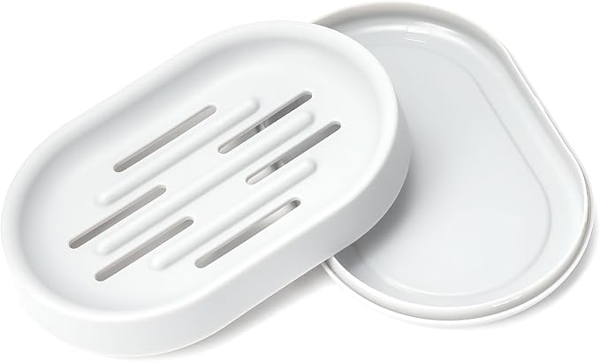 Topsky 2 Pack Soap Dish for Shower, Oval Plastic White Soap Bar Holder - Image 2