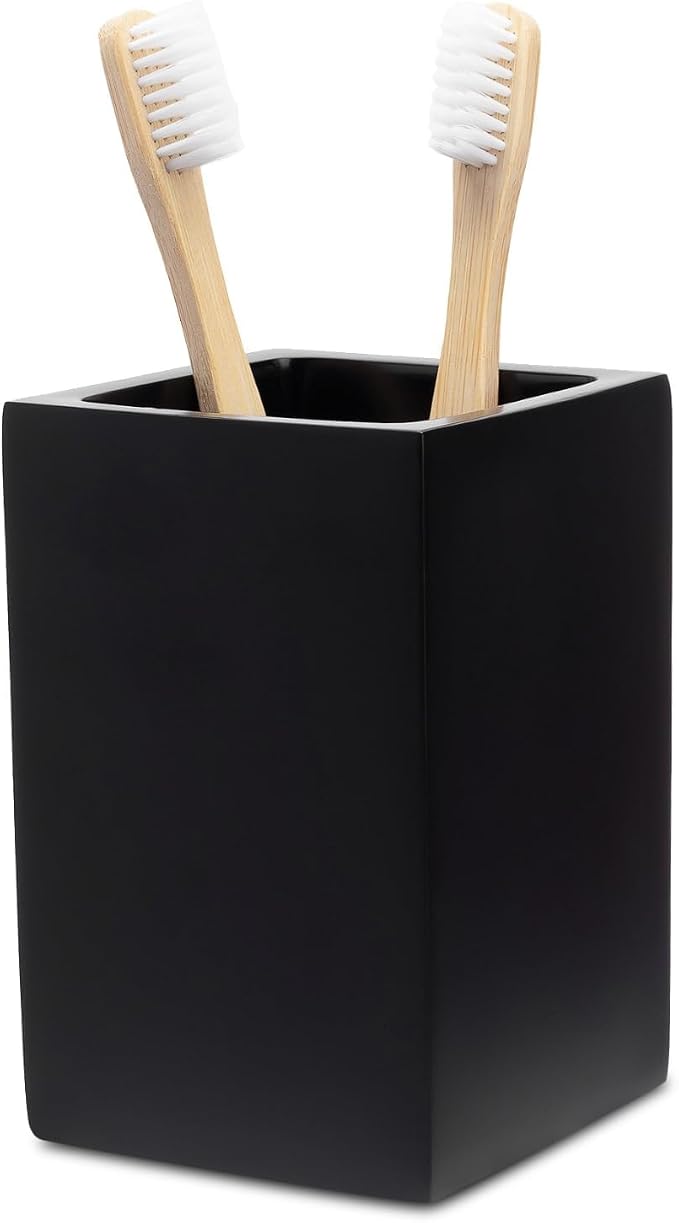 Matte Black Toothbrush and Toothpaste Holder by YEWDesign
