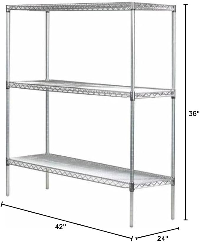 Omega 24" Deep x 42" Wide x 36" High 3 Tier Chrome Starter Shelving Unit - Image 2