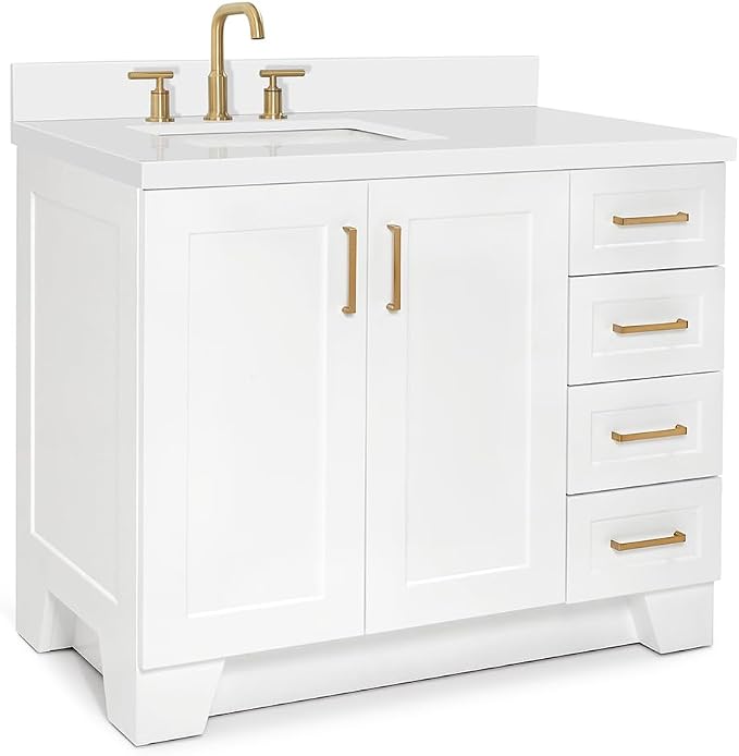 ARIEL Taylor 42 Inch White Bathroom Vanity - Image 8