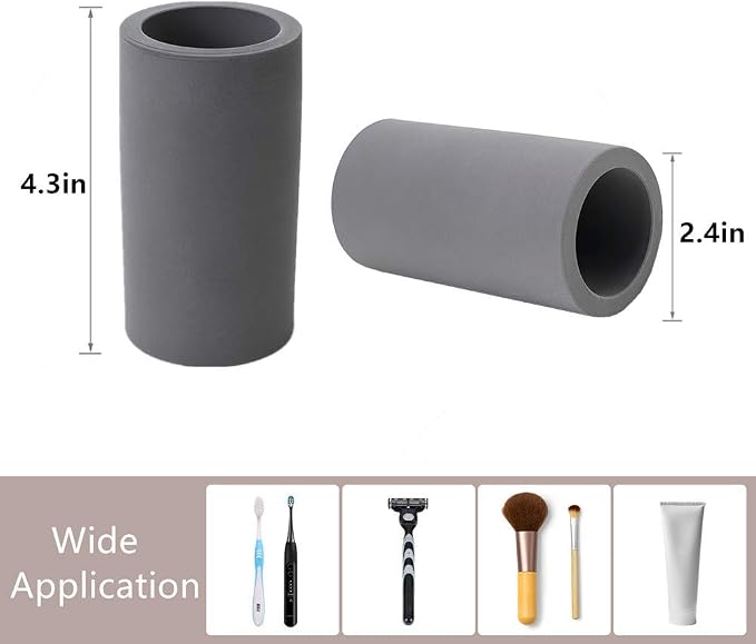 2 Pack Toothbrush Holder Cup for Bathroom Diatomite, Water Absorption Fast - Image 3