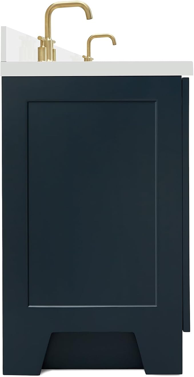 ARIEL Taylor 67" Midnight Blue Double Vanity, 1.5" Edge Pure White Quartz - Image 9