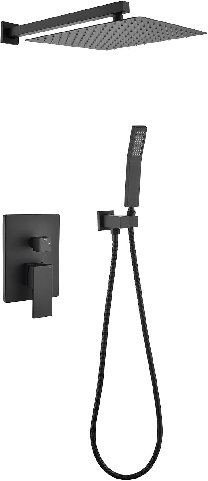 WELLFOR Matte Black 10-in Wall Mounted Shower Faucet Set by WELLFOR