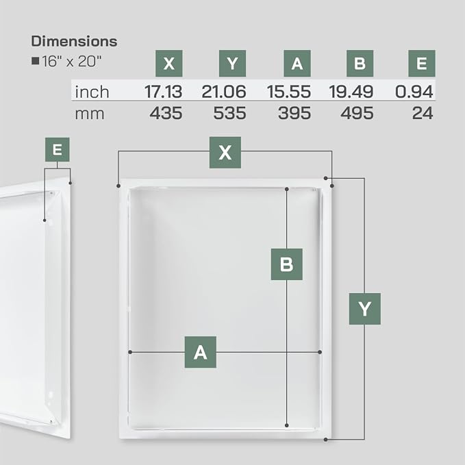 Vent Systems 16'' x 20'' Inch White Stainless Steel Access Panel - Image 2