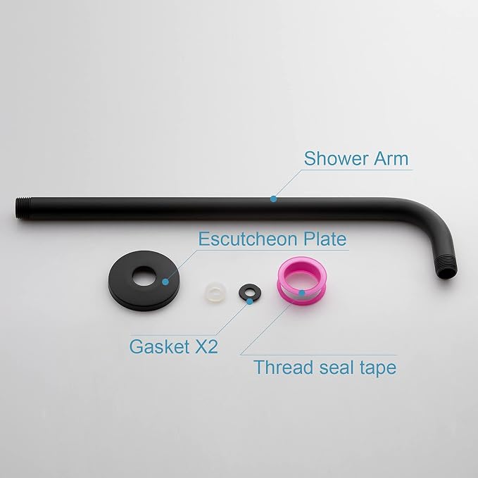OFFO Shower Arm with Flange, 12 in Wall Mount Replacement Angle Shower Head Arm - Image 6