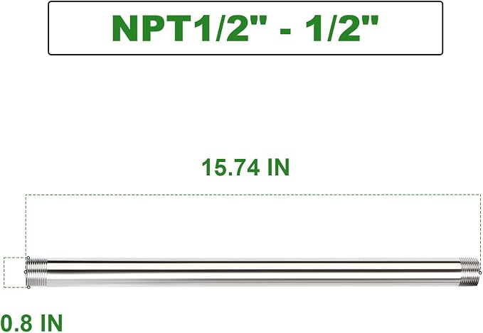 TAISHER 2PCS Stainless Steel Pipe Fittings, 1/2" NPT Male x 1/2" NPT Male - Image 2