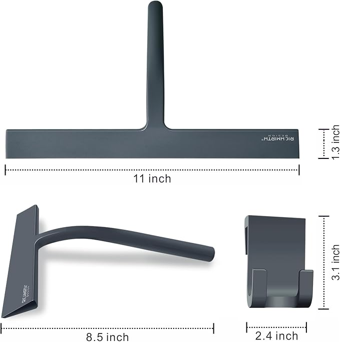 Shower Squeegee for Glass Doors, RICHMIRTH 11" Inch Width Silicone Rubber Blade - Image 2