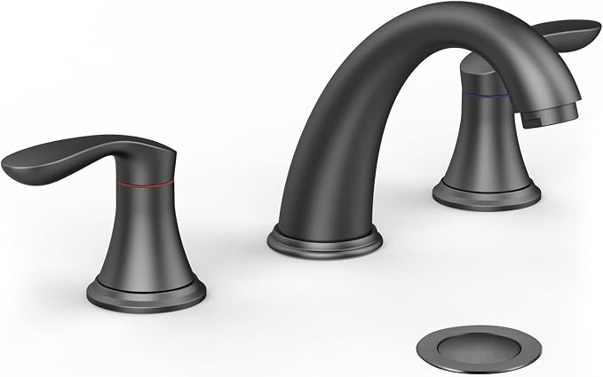 Bathroom Sink Faucet, Faucet for Bathroom Sink, Widespread Matte Black Bathroom by Unknown