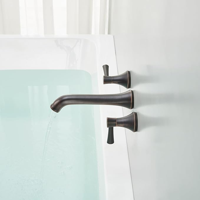 Wall Mount Tub Filler Brass Tub Faucet Oil Rubbed Bronze Bathroom Bathtub - Image 4