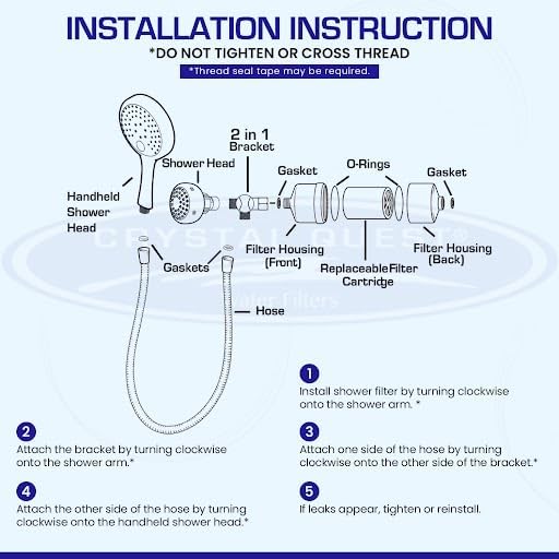 Crystal Quest Luxury Shower Power Handheld & Shower Head Combo Filtration - Image 5
