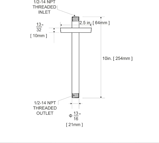 OFFO Shower Arm with Flange 10 in Ceiling Mount Replacement Rain Shower Head - Image 6