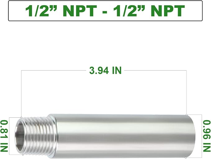 TAISHER 2PCS Stainless Steel Pipe Fittings, 1/2" NPT Male x 1/2" NPT Female - Image 4