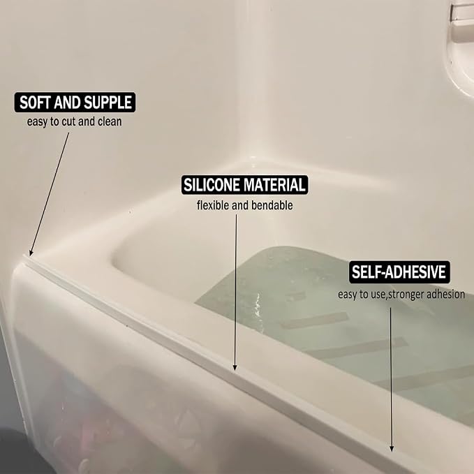 Shower Threshold Water Dam, Self Adhesive Silicone Waterproof Barrier Bathroom - Image 6