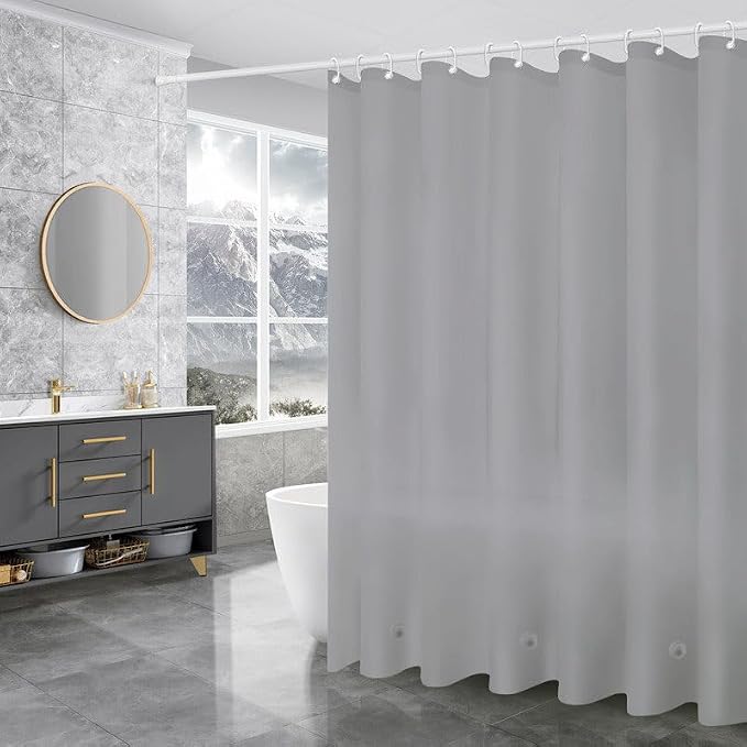 Grey Shower Curtain Liner, PEVA Shower Liner by De-Mediocre