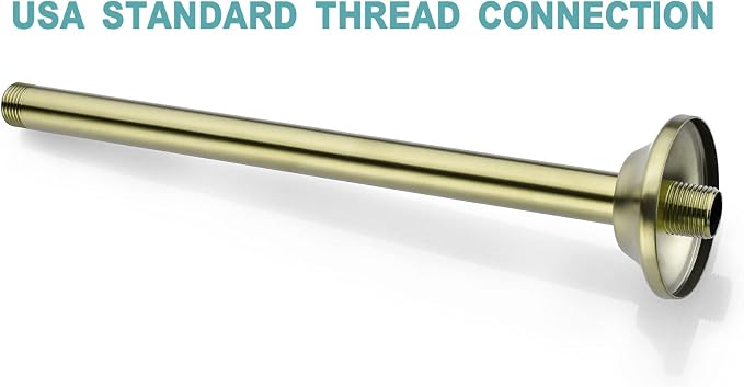 BESTILL 12 Inch Ceiling Mount Rain Shower Head Arm and Flange, Brushed Gold - Image 6