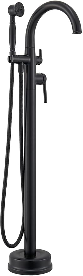 Freestanding Bathtub Faucet Matte Black Floor Mount Tub Faucets High Flow Max by Wintap
