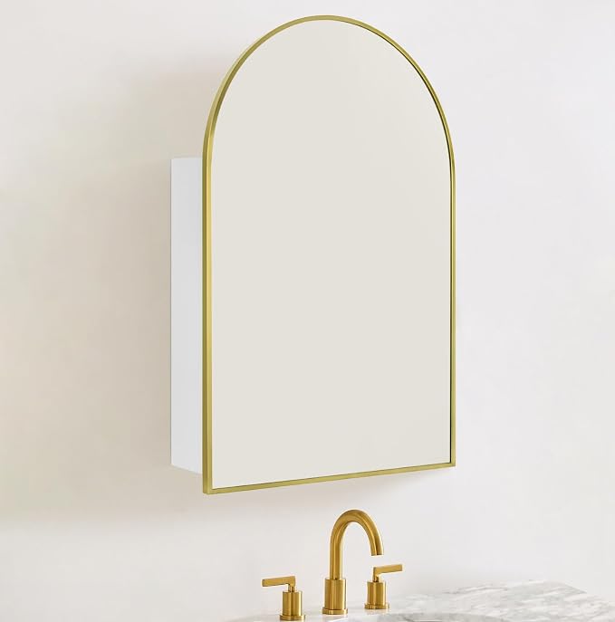 TEHOME 20 x 30'' Brush Gold Arched Bathroom Medicine Cabinet - Image 3