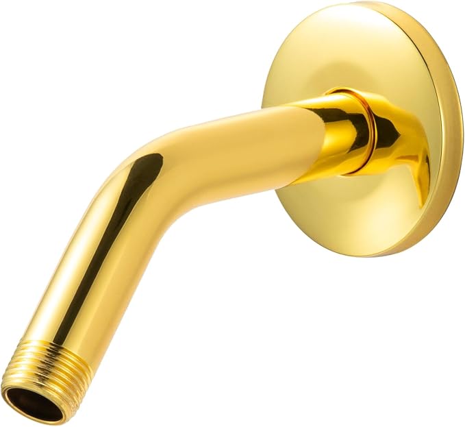 OFFO Shower Arm with Flange, 6 in Bright Gold Wall Mount Replacement Angle by OFFO