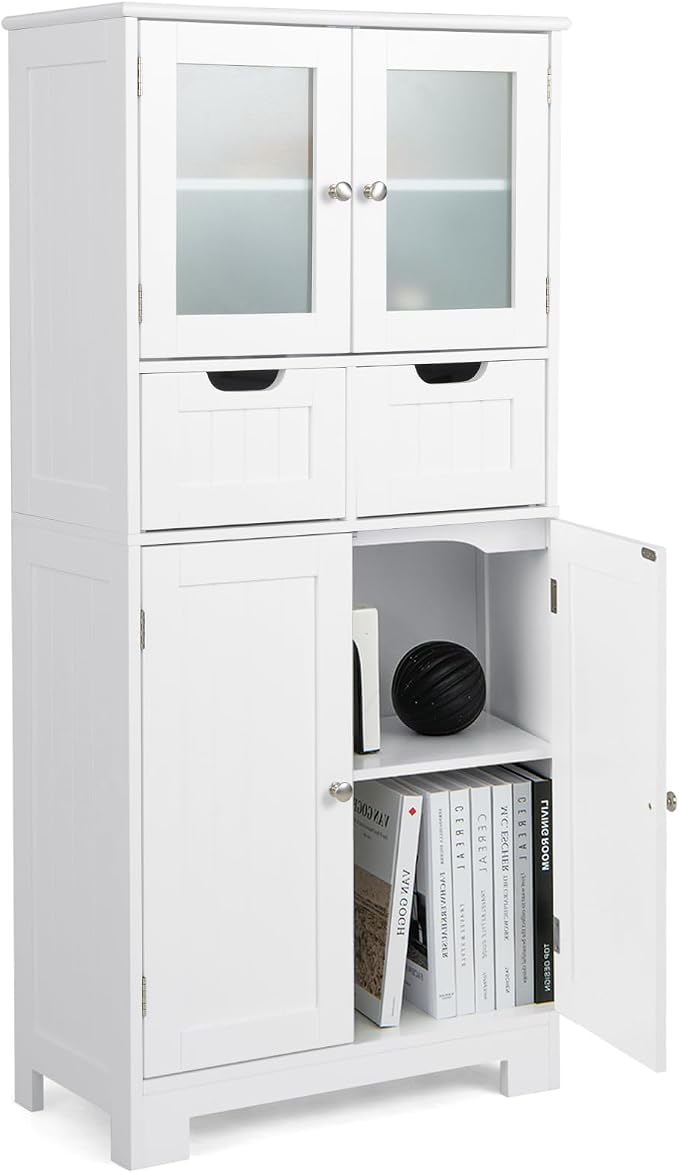 COSTWAY Tall Bathroom Storage Cabinet, Freestanding Storage Organizer by COSTWAY