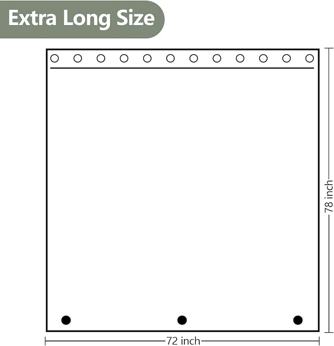 Waterproof Fabric Long Shower Curtain Liner - Image 7
