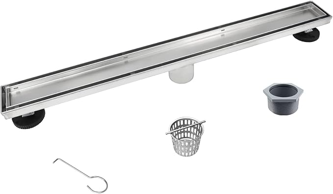 Linear Shower Drain 26", Brushed Floor Drain by Bernkot