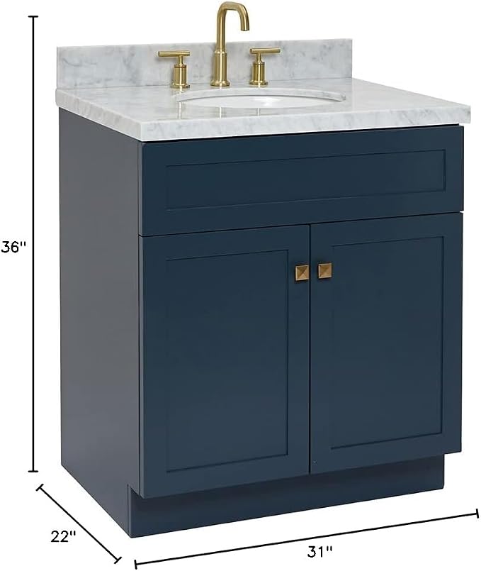 ARIEL Hamlet 31 Inch Midnight Blue Bathroom Vanity - Image 3