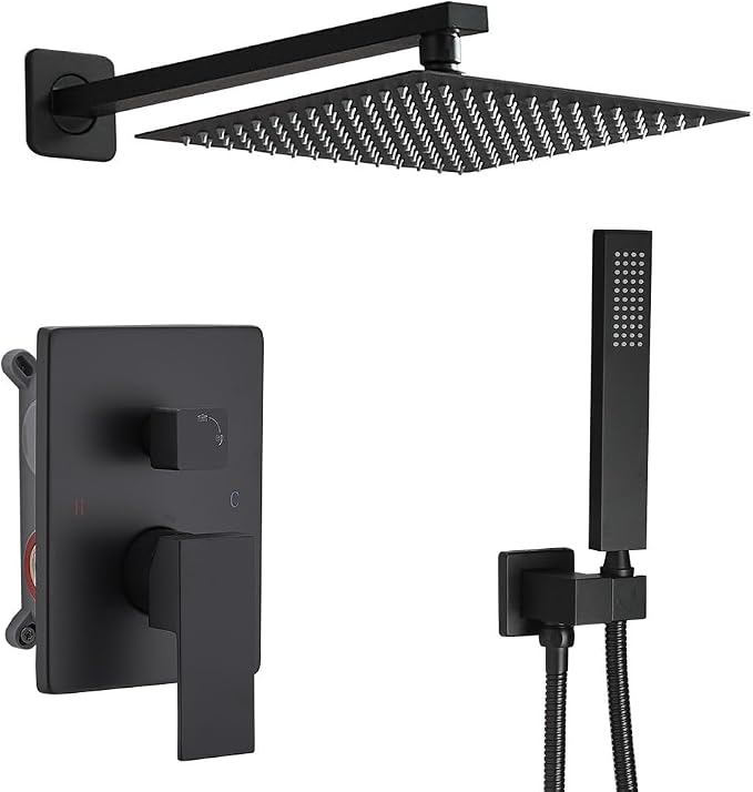 Shower Faucet Set Rain Shower System Matte Black by ANNAZOMBATHROOM