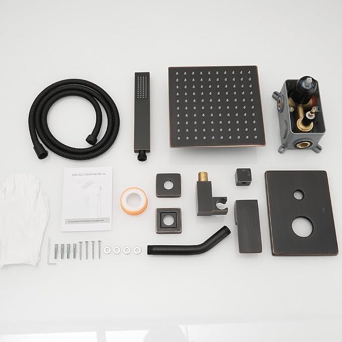 Oil Rubbed Bronze Shower System, 8 Inch High Pressure Rain Shower - Image 7
