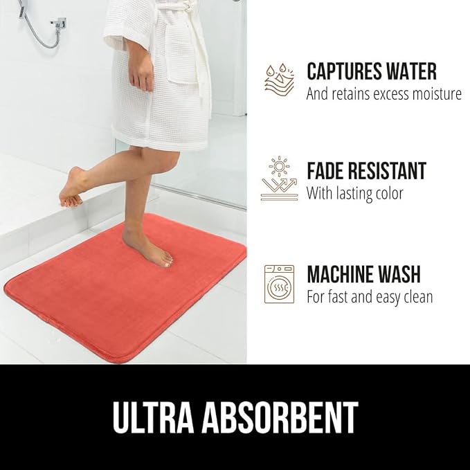GORILLA GRIP Memory Foam Bath Mat, Soft Absorbent Velvet Bathroom Mats - Image 6