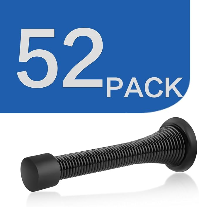 HOMOTEK 52 Pack Black Spring Door Stops, 3-1/8" Heavy Duty Door Stop - Image 7
