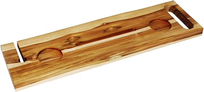 EcoDecors Eleganto 30" Live Edge Solid Teak Bath Caddy Tray - Image 5