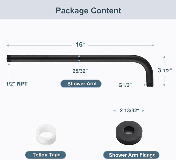 BRIGHT SHOWERS 16-Inch Shower Head Extension Arm - Image 6
