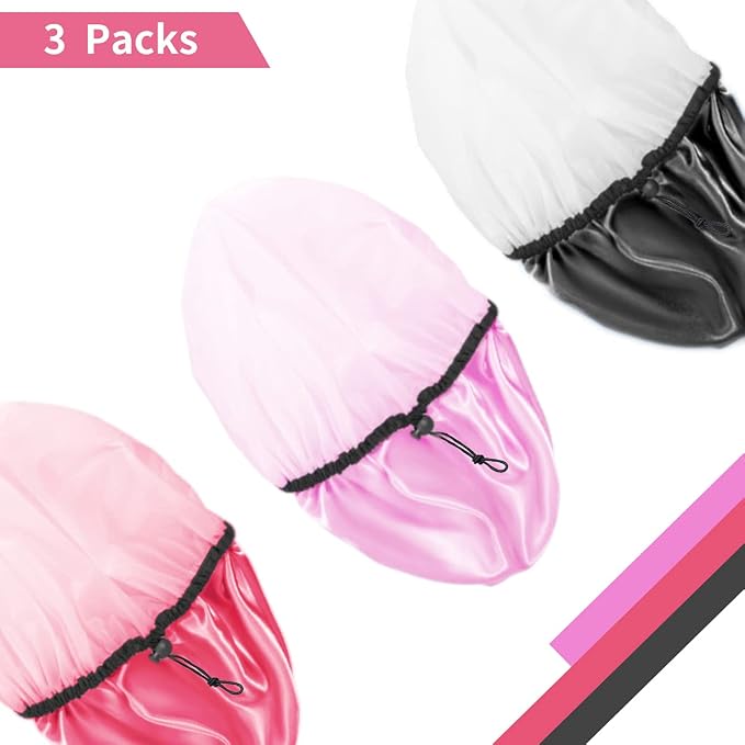 Auban Shower Cap for Women, Adjustable Reusable, Extra Large, Double-Layer - Image 7