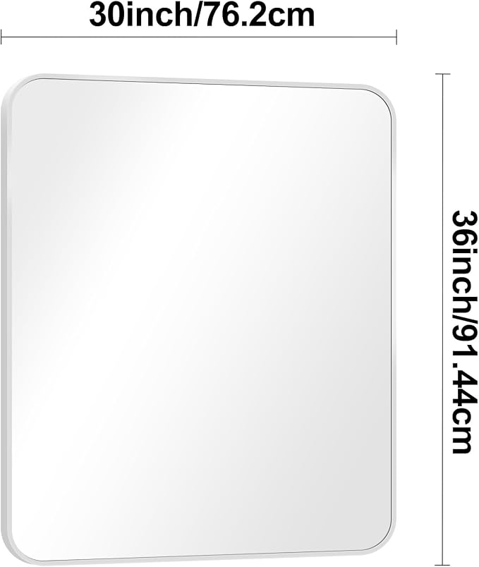 BONEWEI Silver Bathroom Mirror, 30x36 inch Wall Mirror - Image 7