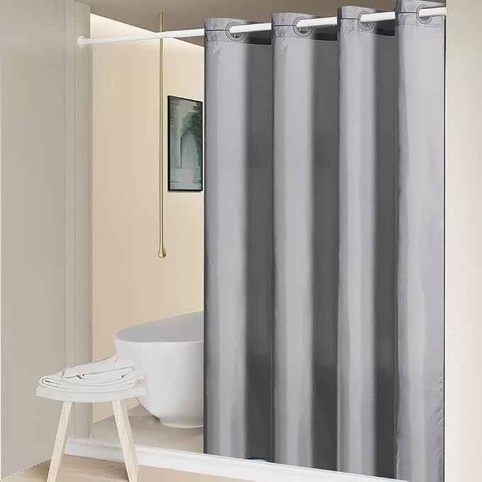 Furlinic No Hook Extra Long Shower Curtain 84 Length, Polyester Fabric Bathroom - Image 5