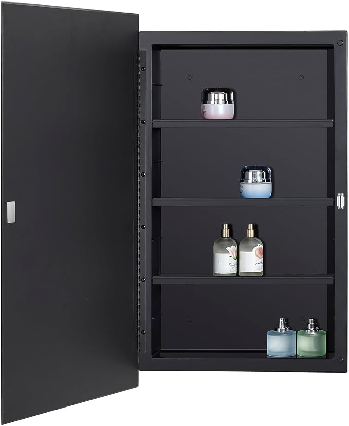 Black Plastic Medicine Mirror Cabinet - Image 3