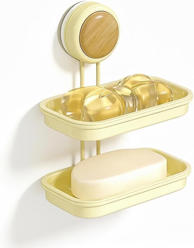 Dual-Suction Soap Dish Holder, Wall-Mounted No Drill Soap Saver by Unknown