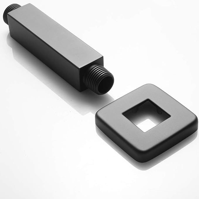 Matte Black Shower Arm with Flange Square Stainless Steel Ceiling Mounted - Image 2